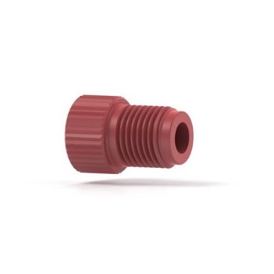 Upchurch Scientific Large Bore Flangeless Fitting Nut Only for 1/4 inch OD Tubing, 1/2-20 Coned, PEEK, Red - U-620 - Click Image to Close